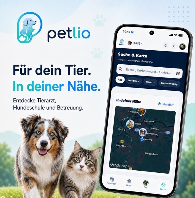 Marketingmotiv zur Petlio-Suche und Karte